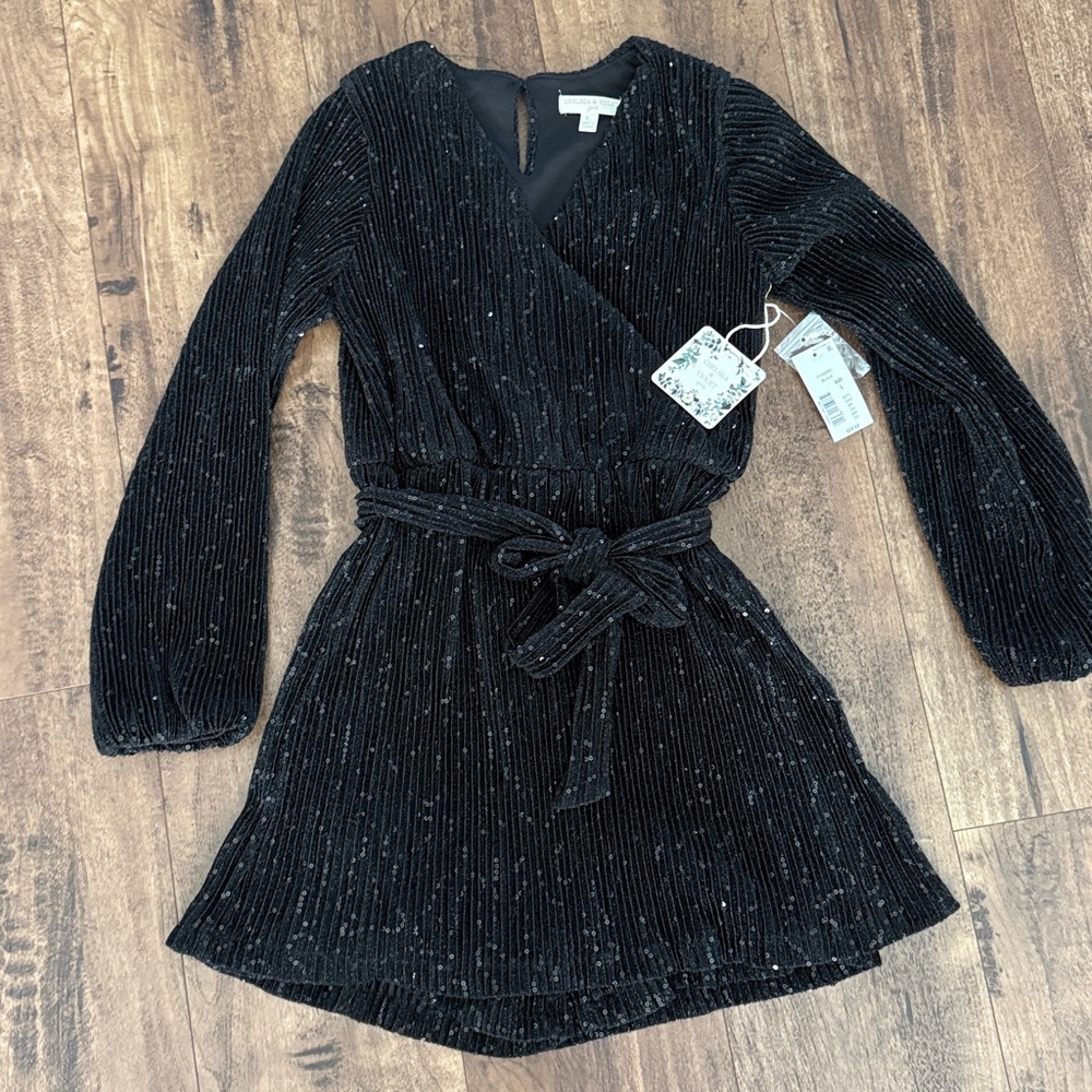 Chelsea & Violet Black Sequin Romper NWT GIRLS LARGE